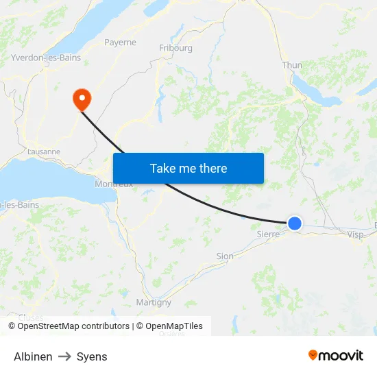 Albinen to Syens map