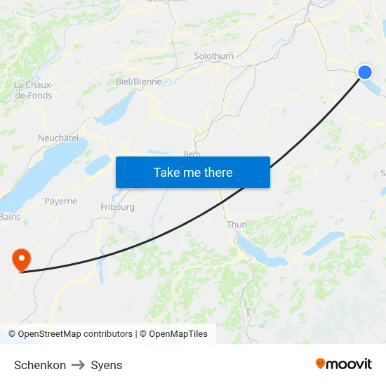 Schenkon to Syens map