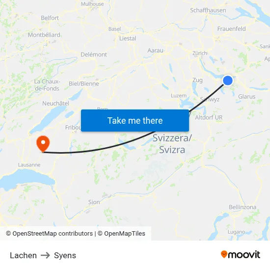 Lachen to Syens map