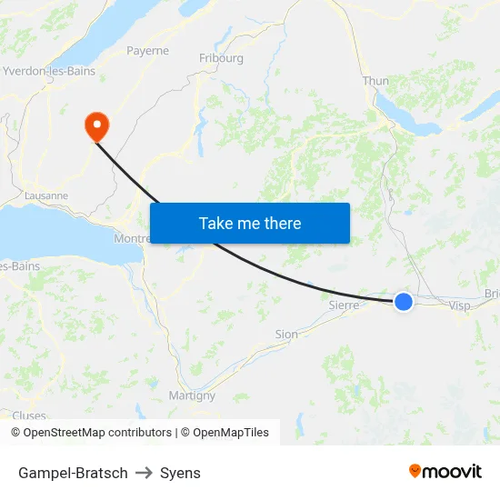 Gampel-Bratsch to Syens map