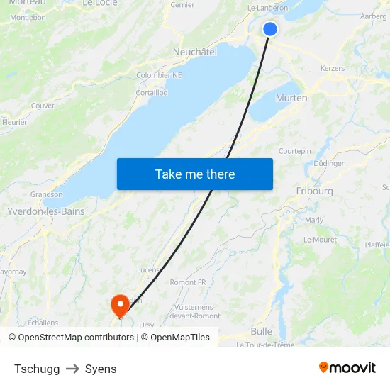 Tschugg to Syens map