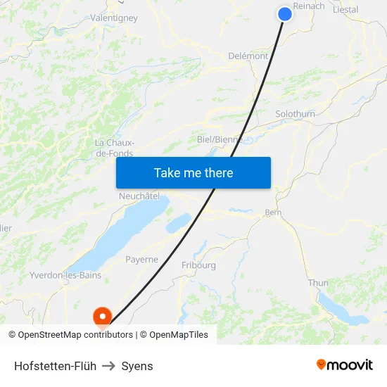 Hofstetten-Flüh to Syens map