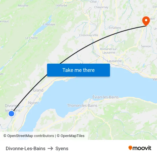 Divonne-Les-Bains to Syens map