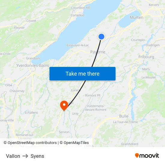 Vallon to Syens map