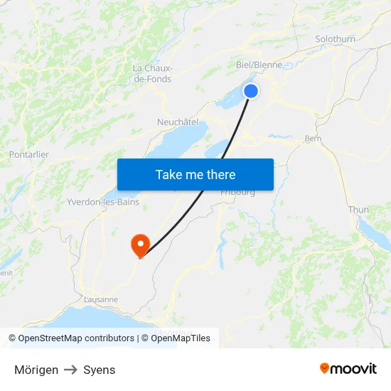 Mörigen to Syens map