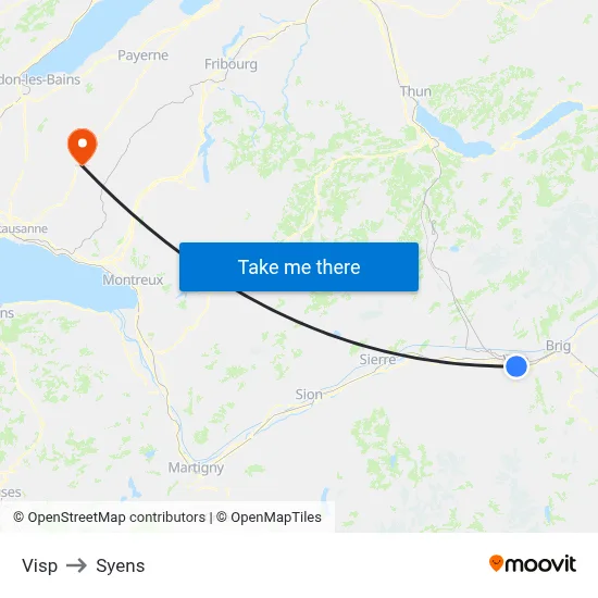 Visp to Syens map