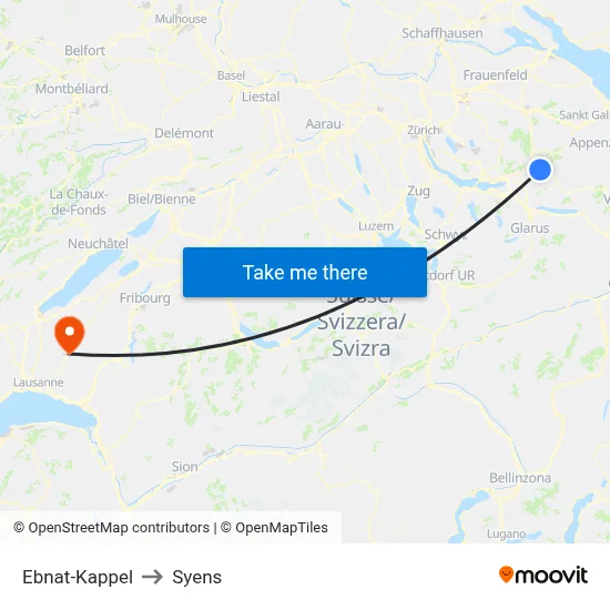 Ebnat-Kappel to Syens map
