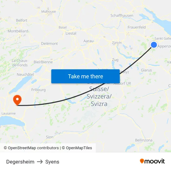 Degersheim to Syens map
