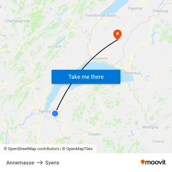 Annemasse to Syens map