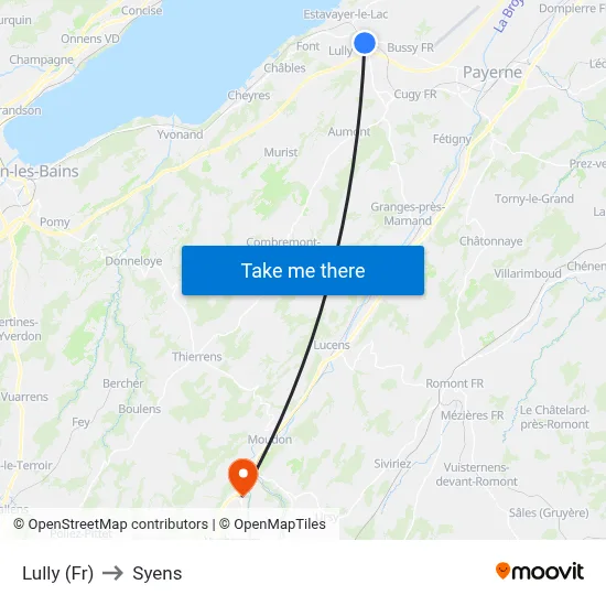 Lully (Fr) to Syens map