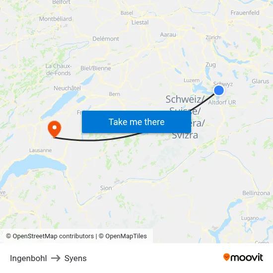 Ingenbohl to Syens map