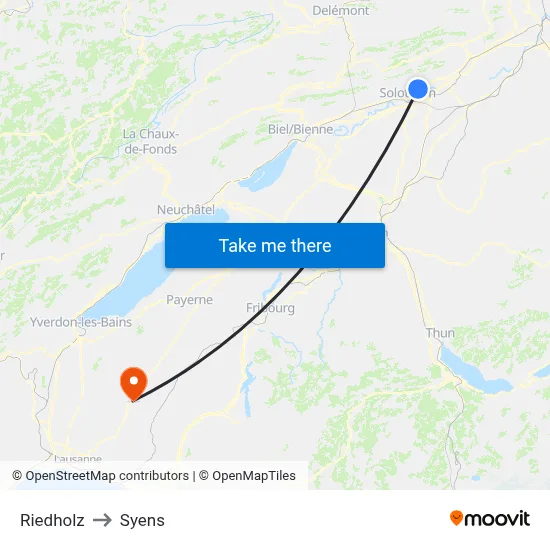Riedholz to Syens map