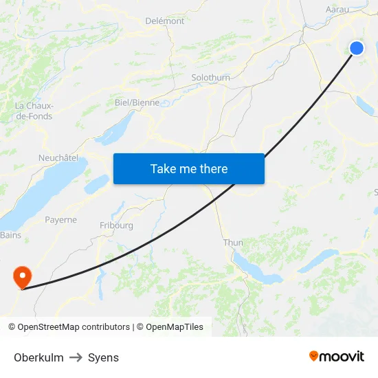 Oberkulm to Syens map