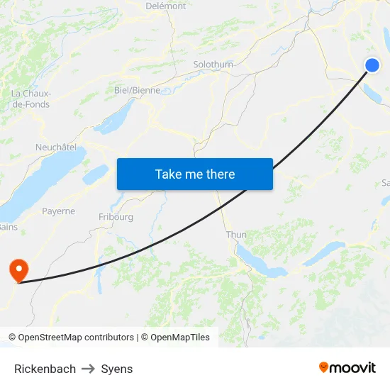 Rickenbach to Syens map
