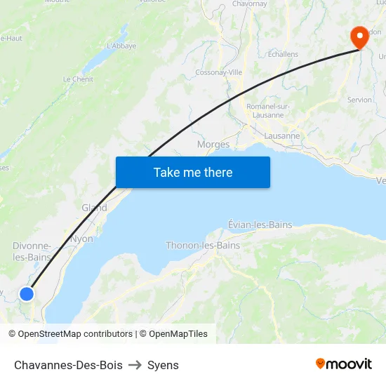 Chavannes-Des-Bois to Syens map