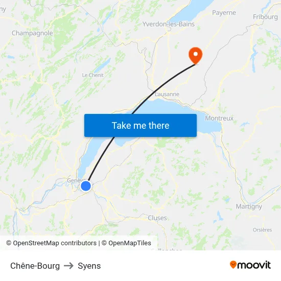 Chêne-Bourg to Syens map
