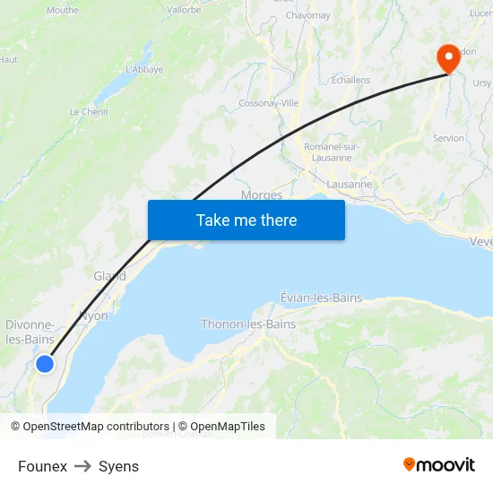 Founex to Syens map