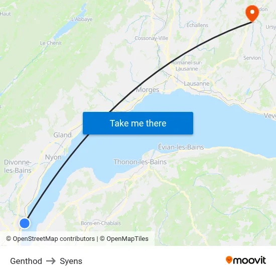 Genthod to Syens map
