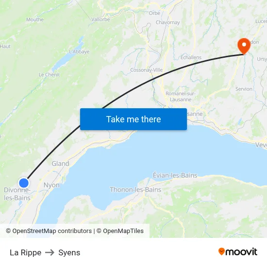La Rippe to Syens map