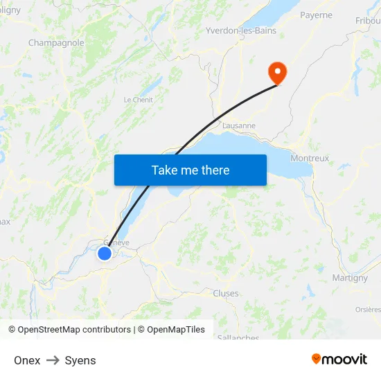 Onex to Syens map