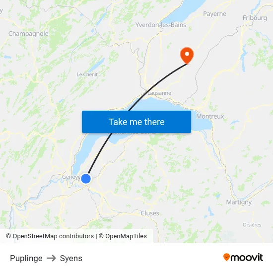 Puplinge to Syens map