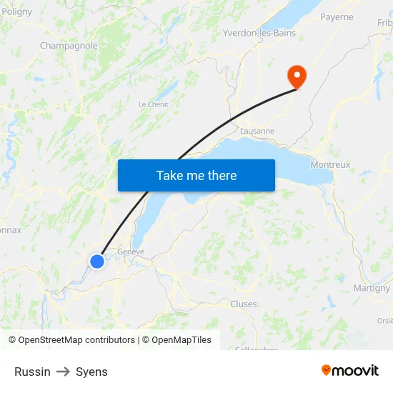 Russin to Syens map