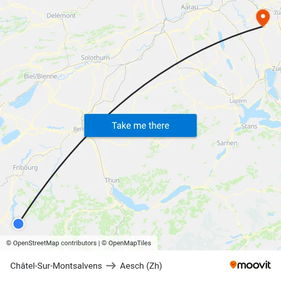 Châtel-Sur-Montsalvens to Aesch (Zh) map