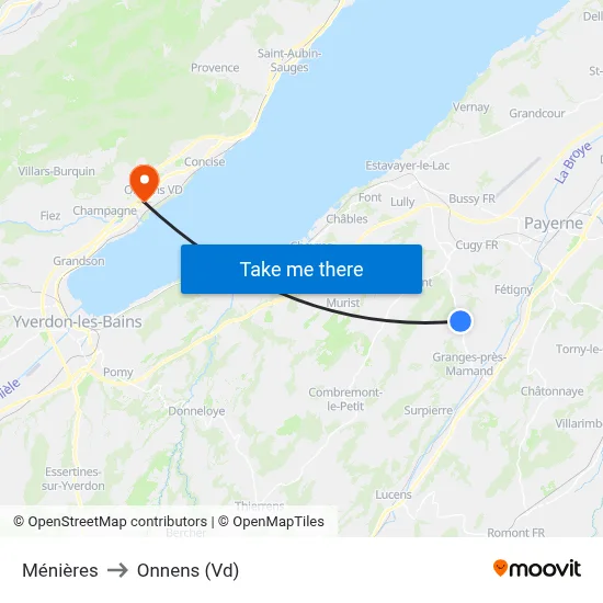 Ménières to Onnens (Vd) map