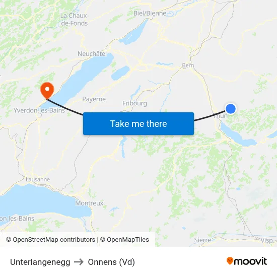 Unterlangenegg to Onnens (Vd) map