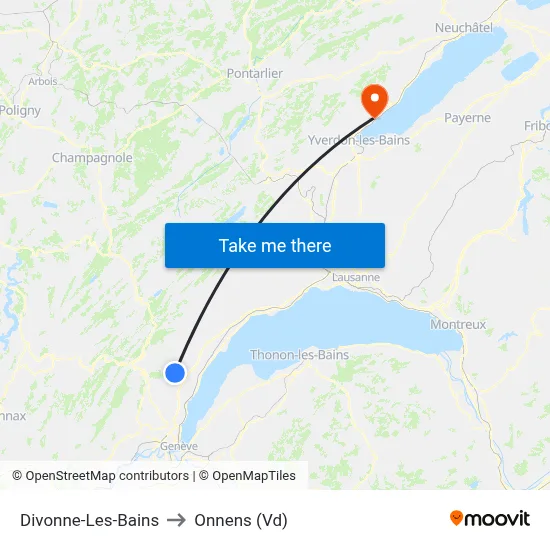 Divonne-Les-Bains to Onnens (Vd) map