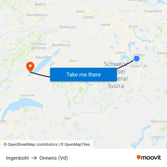 Ingenbohl to Onnens (Vd) map