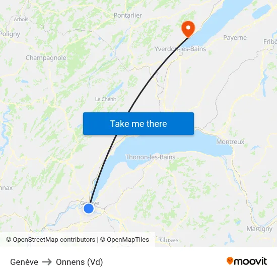 Genève to Onnens (Vd) map