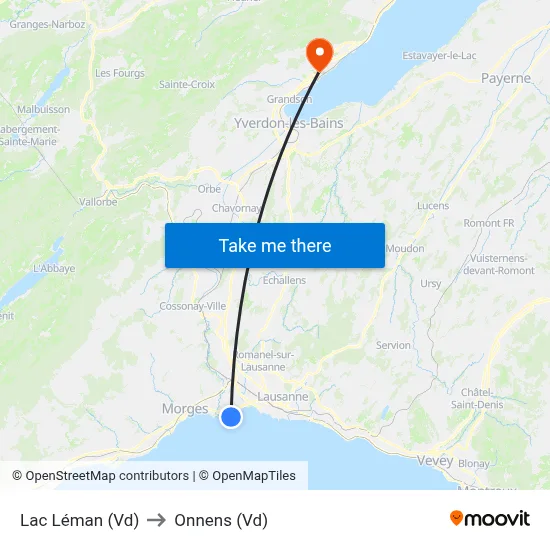 Lac Léman (Vd) to Onnens (Vd) map