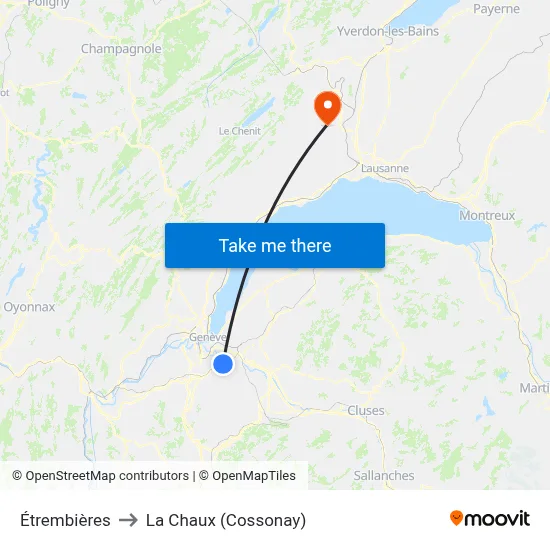 Étrembières to La Chaux (Cossonay) map