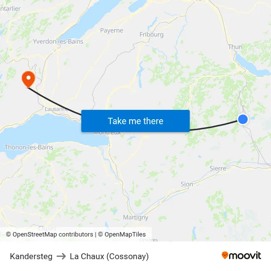 Kandersteg to La Chaux (Cossonay) map
