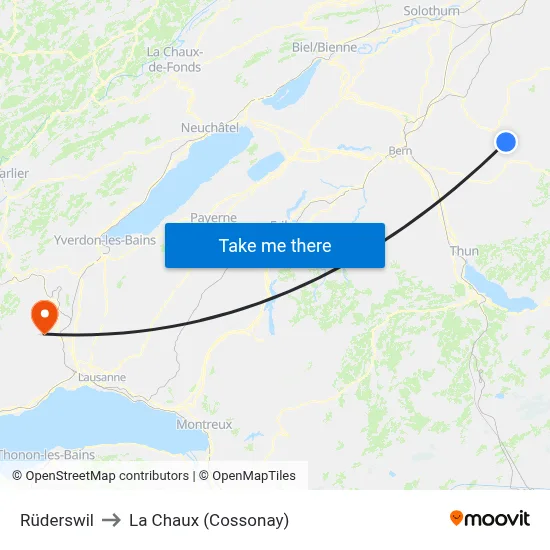 Rüderswil to La Chaux (Cossonay) map