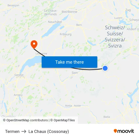 Termen to La Chaux (Cossonay) map