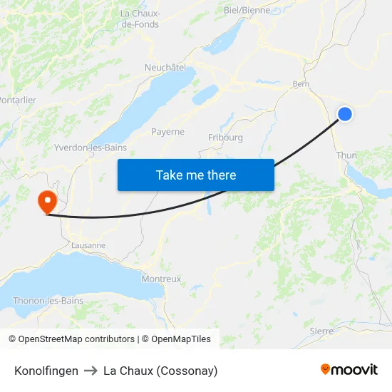 Konolfingen to La Chaux (Cossonay) map