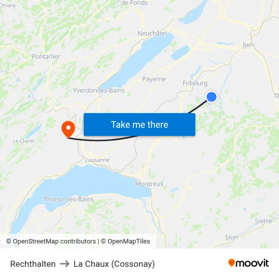 Rechthalten to La Chaux (Cossonay) map
