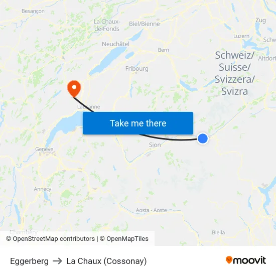 Eggerberg to La Chaux (Cossonay) map