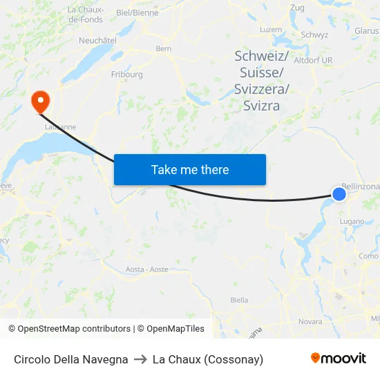 Circolo Della Navegna to La Chaux (Cossonay) map
