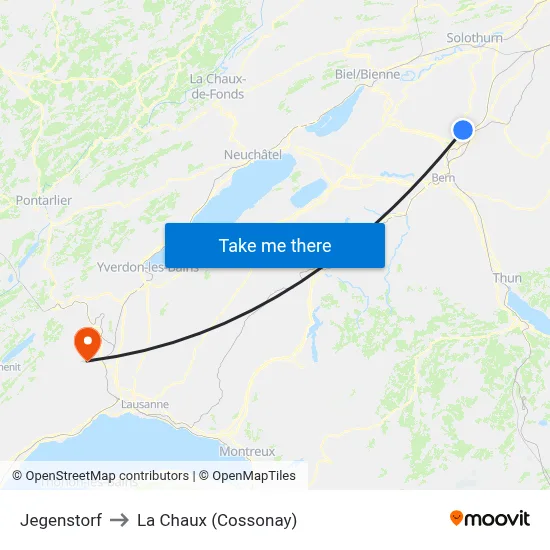 Jegenstorf to La Chaux (Cossonay) map