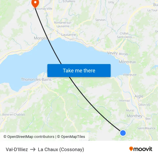 Val-D'Illiez to La Chaux (Cossonay) map