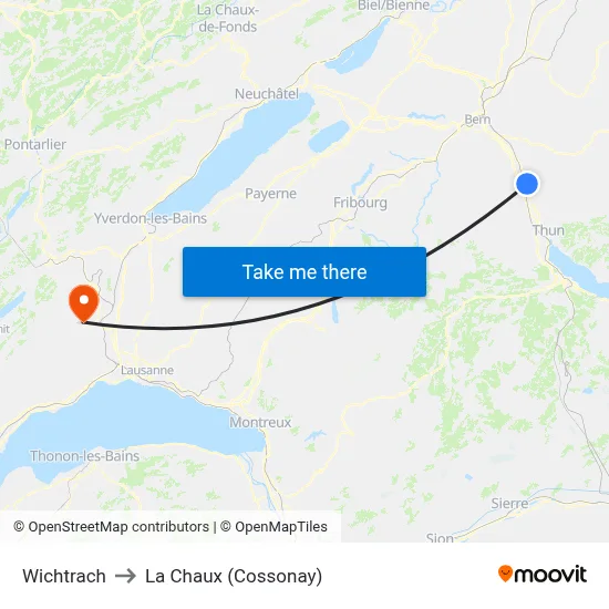 Wichtrach to La Chaux (Cossonay) map