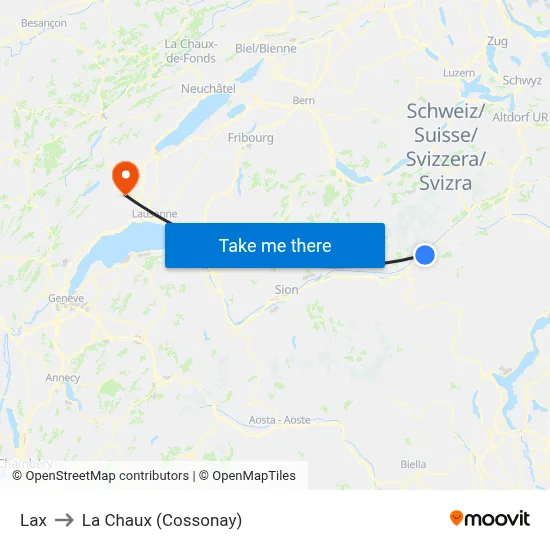 Lax to La Chaux (Cossonay) map