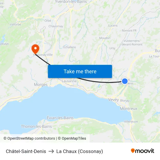 Châtel-Saint-Denis to La Chaux (Cossonay) map