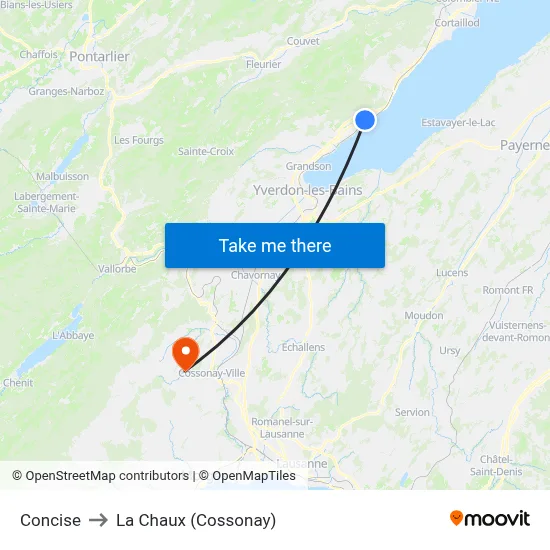 Concise to La Chaux (Cossonay) map