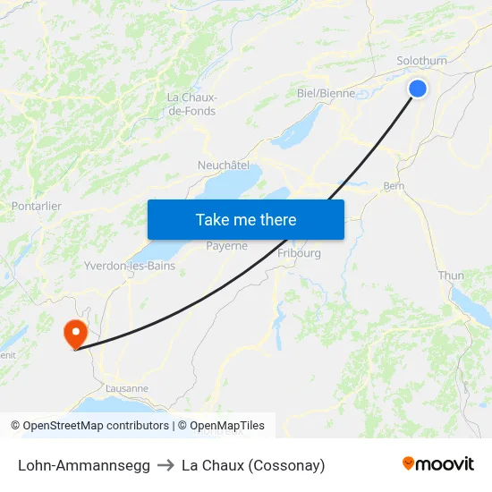 Lohn-Ammannsegg to La Chaux (Cossonay) map