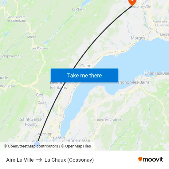 Aire-La-Ville to La Chaux (Cossonay) map