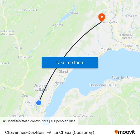 Chavannes-Des-Bois to La Chaux (Cossonay) map